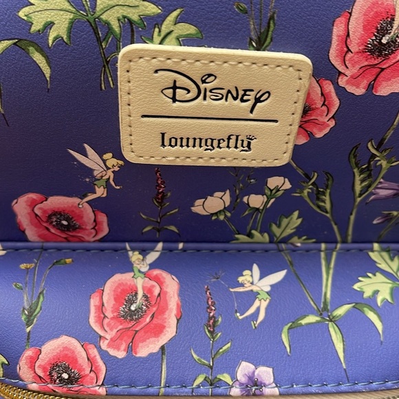 Rare Disney Loungelfy blue floral tinker bell mini backpack. Great condition. - Picture 4 of 7